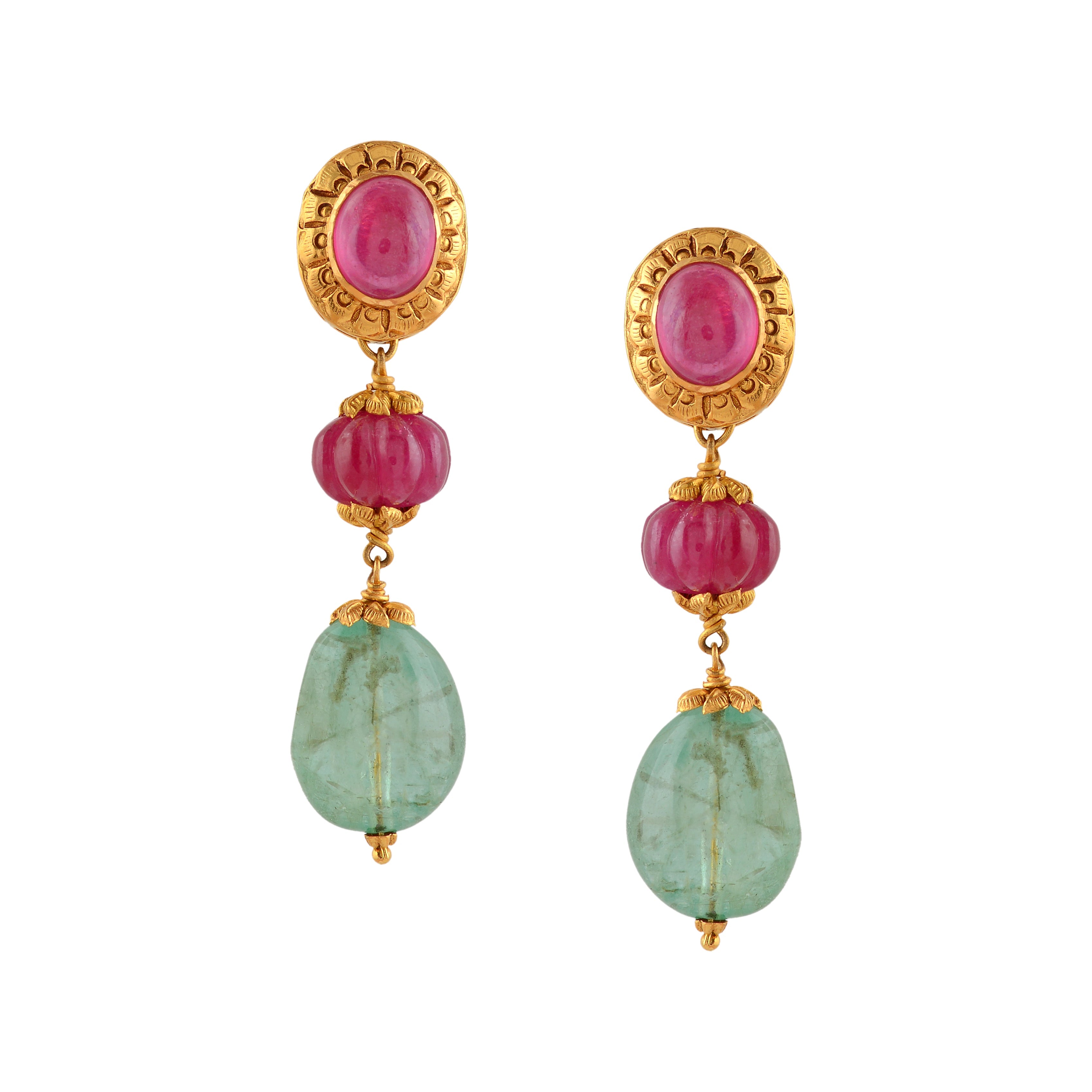 Ruby and  Emerald Gold Pearl Tops - Krishna Jewellers Pearls and Gems