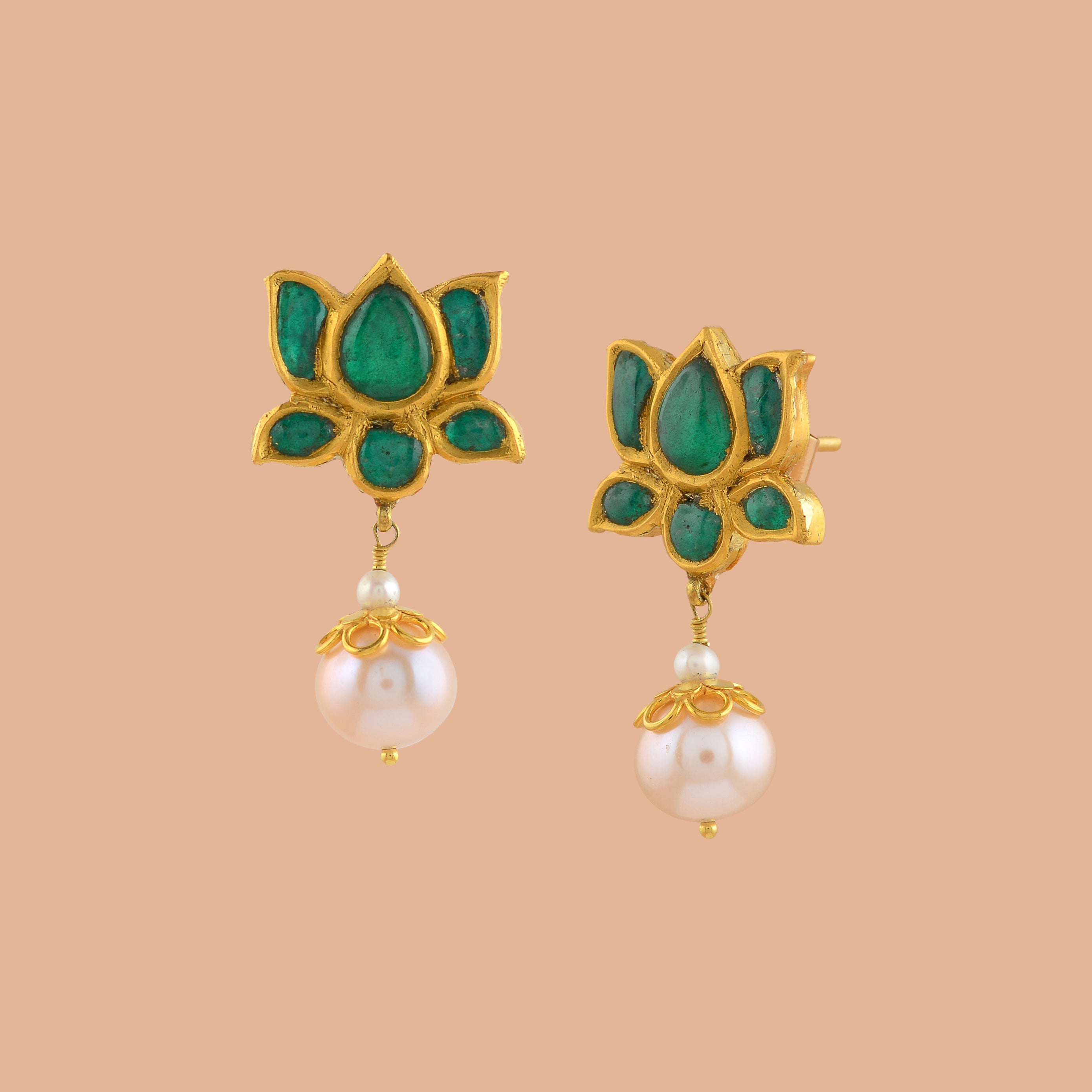 Fern Lotus Gold Pearl Tops - Krishna Jewellers Pearls and Gems