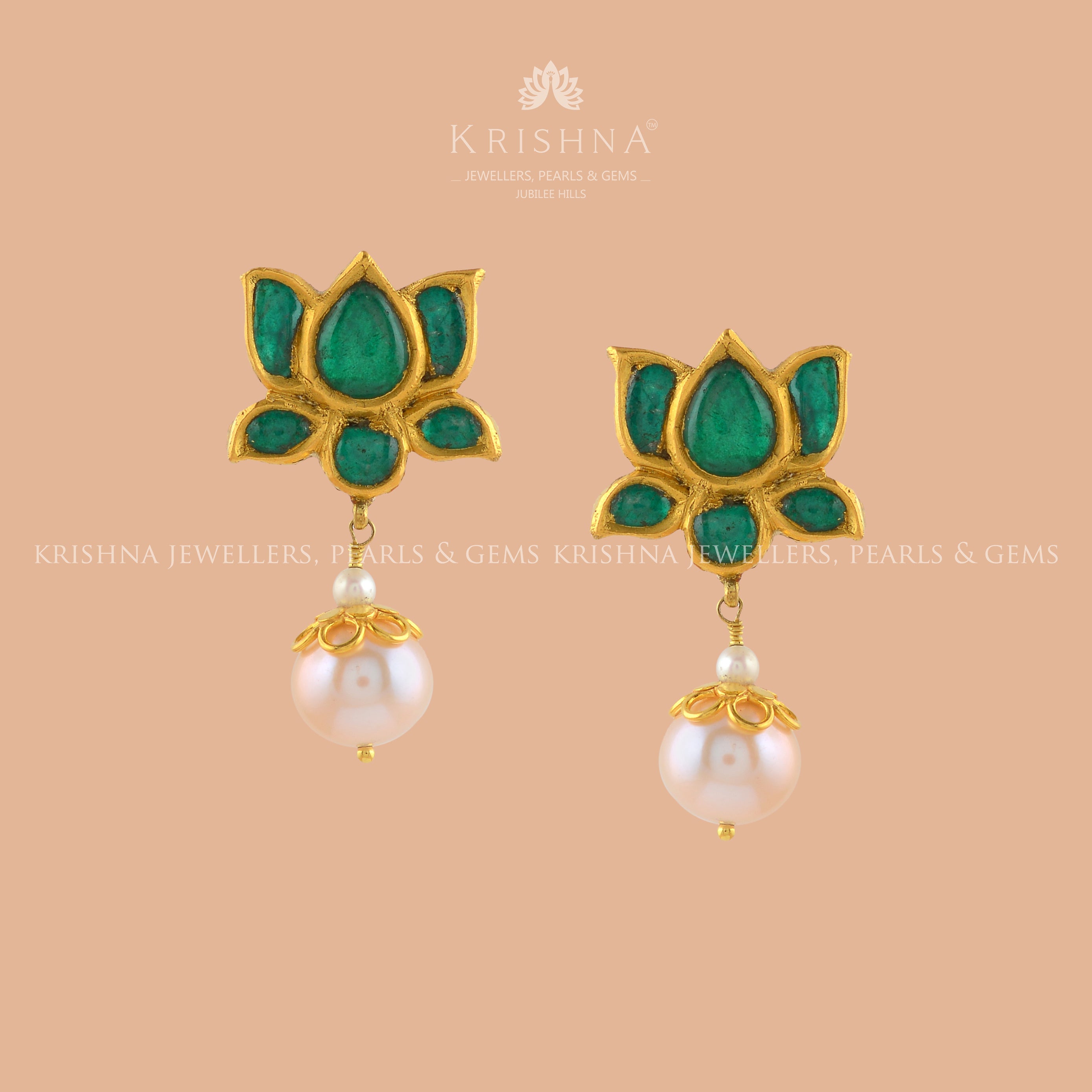 Fern Lotus Gold Pearl Tops - Krishna Jewellers Pearls and Gems