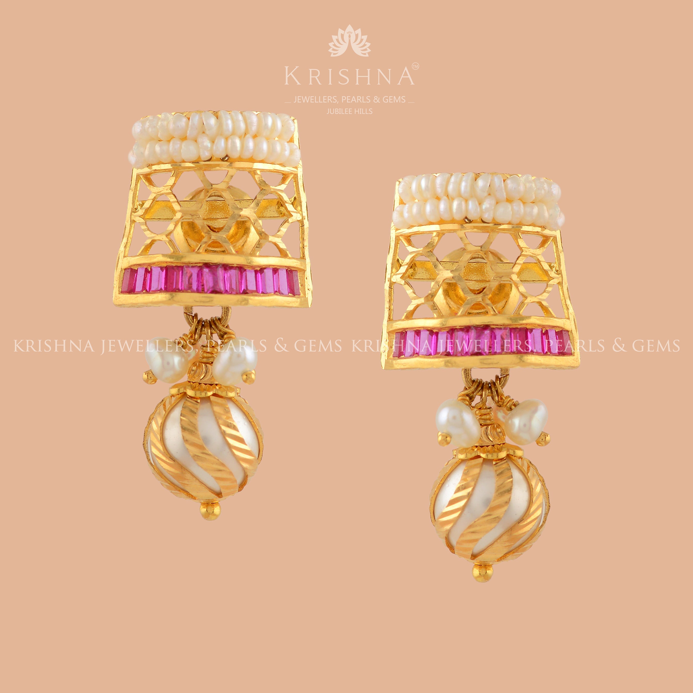 Ritzy Gold Pearl Tops - Krishna Jewellers Pearls and Gems