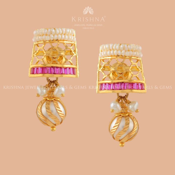 Ritzy Gold Pearl Tops - Krishna Jewellers Pearls and Gems