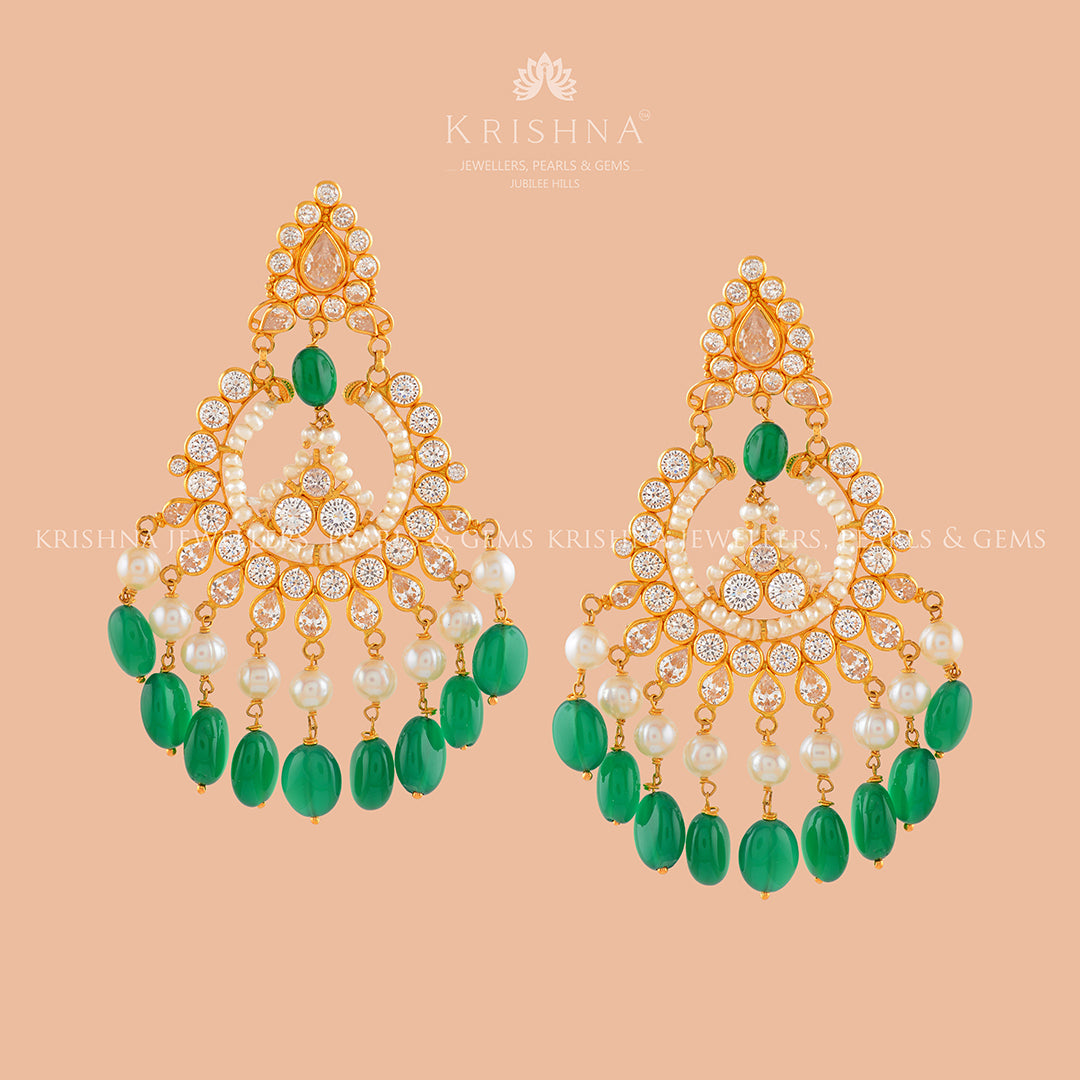 Pitavasa Chandbali Gold Pearl Tops - Krishna Jewellers Pearls and Gems