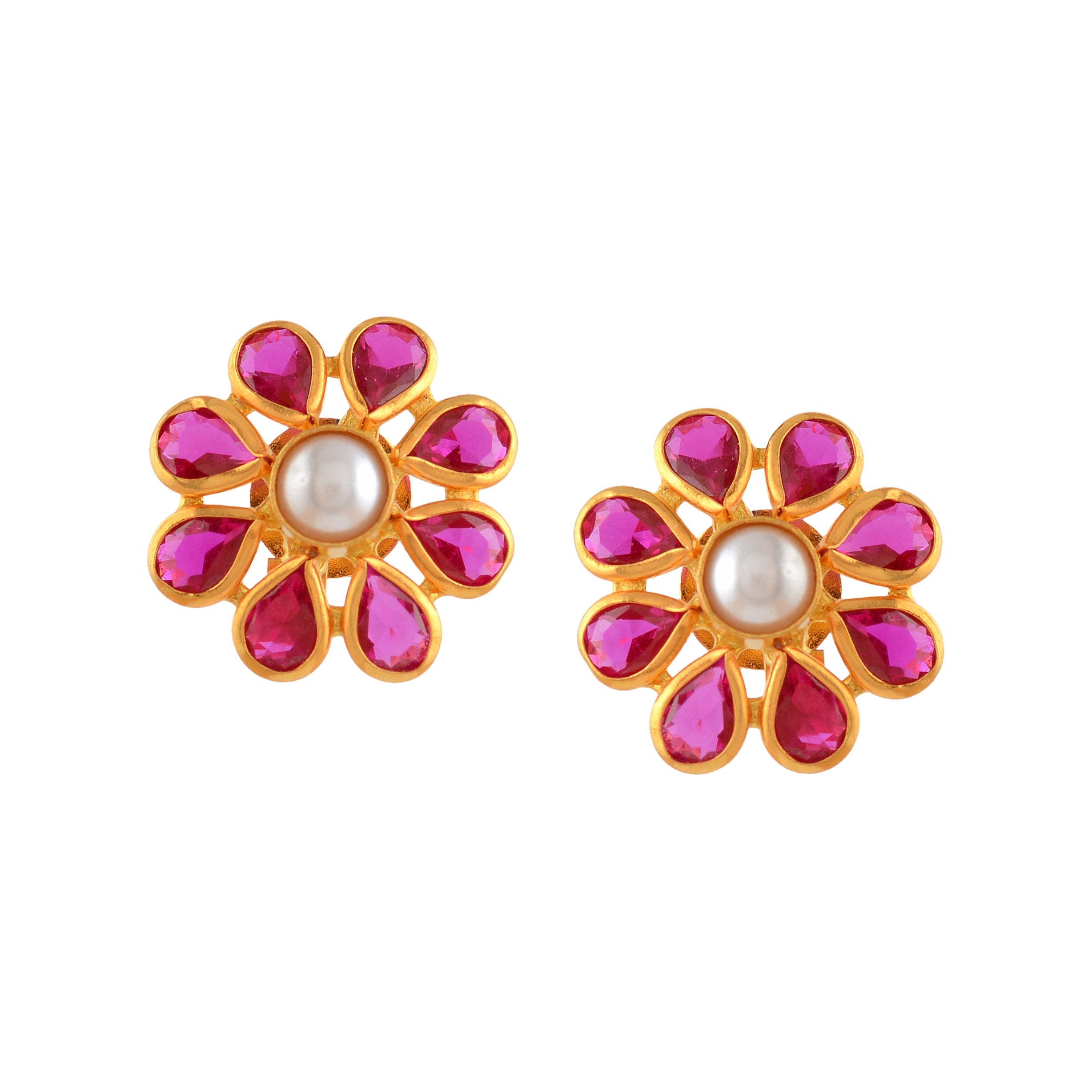 Beautiful Rosegold Pearl Studs - Krishna Jewellers Pearls and Gems