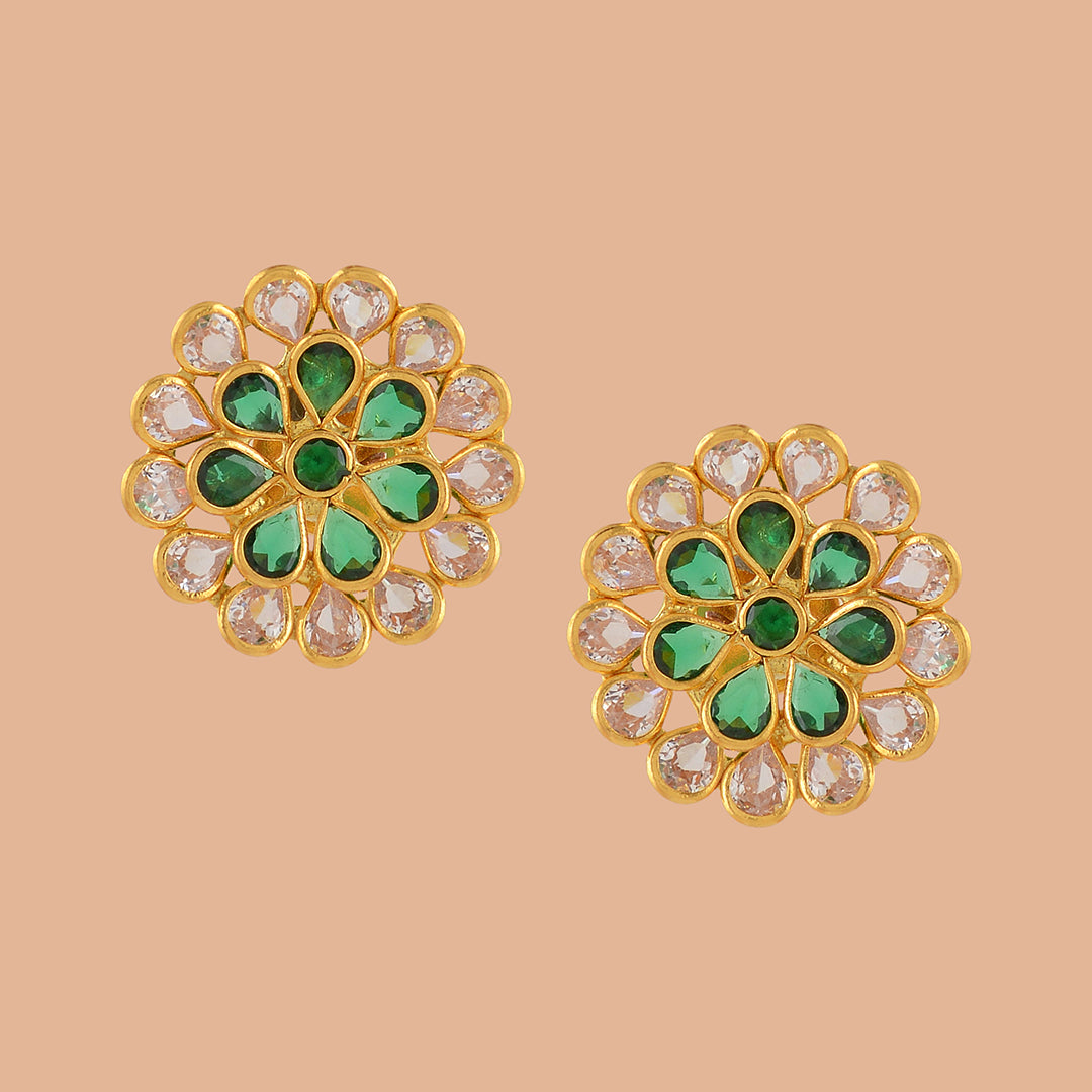 Gilded Floral Gold Earrings - Krishna Jewellers Pearls and Gems