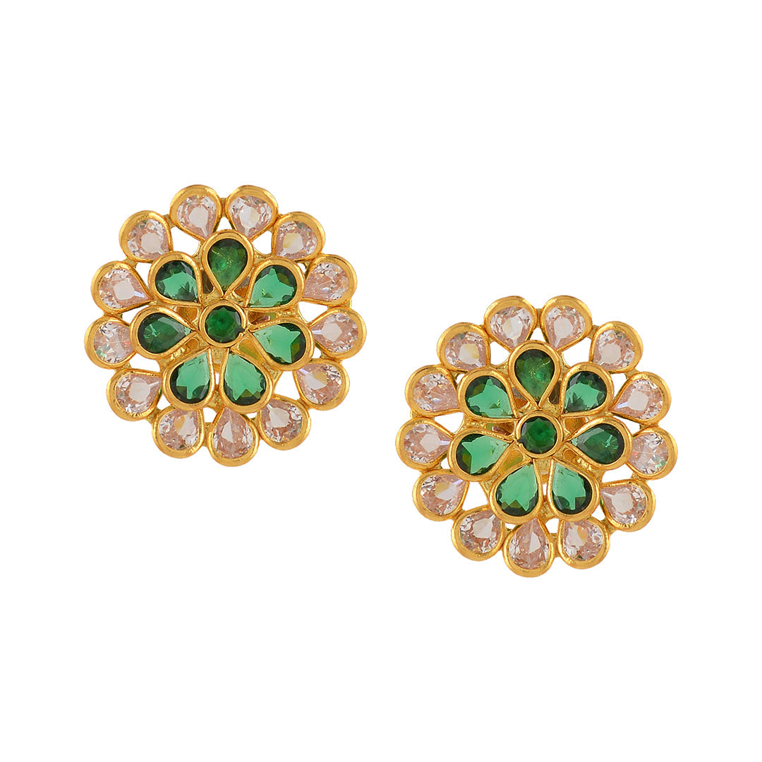 Gilded Floral Gold Earrings - Krishna Jewellers Pearls and Gems
