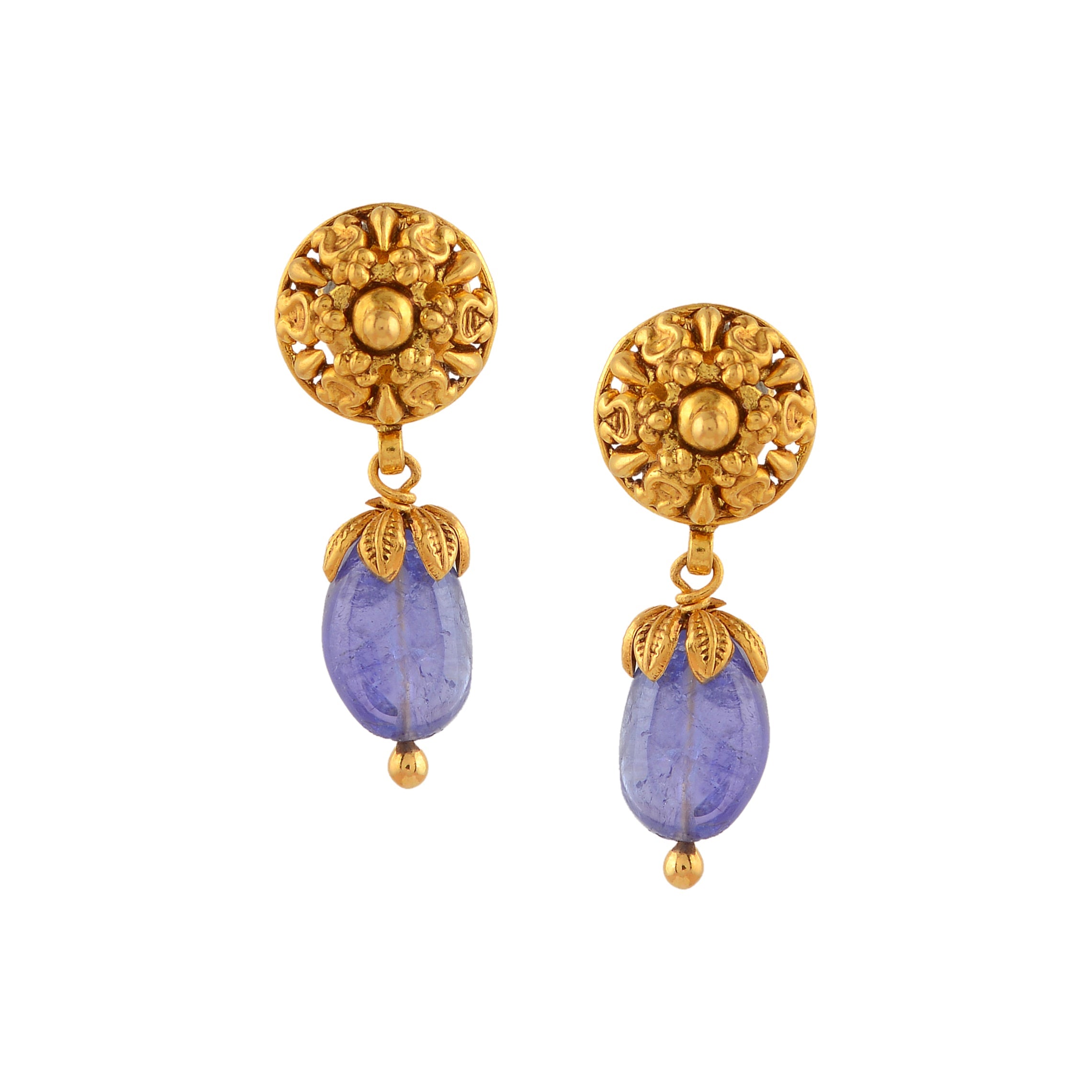 Gold Turmuline Beeds Tops - Krishna Jewellers Pearls and Gems