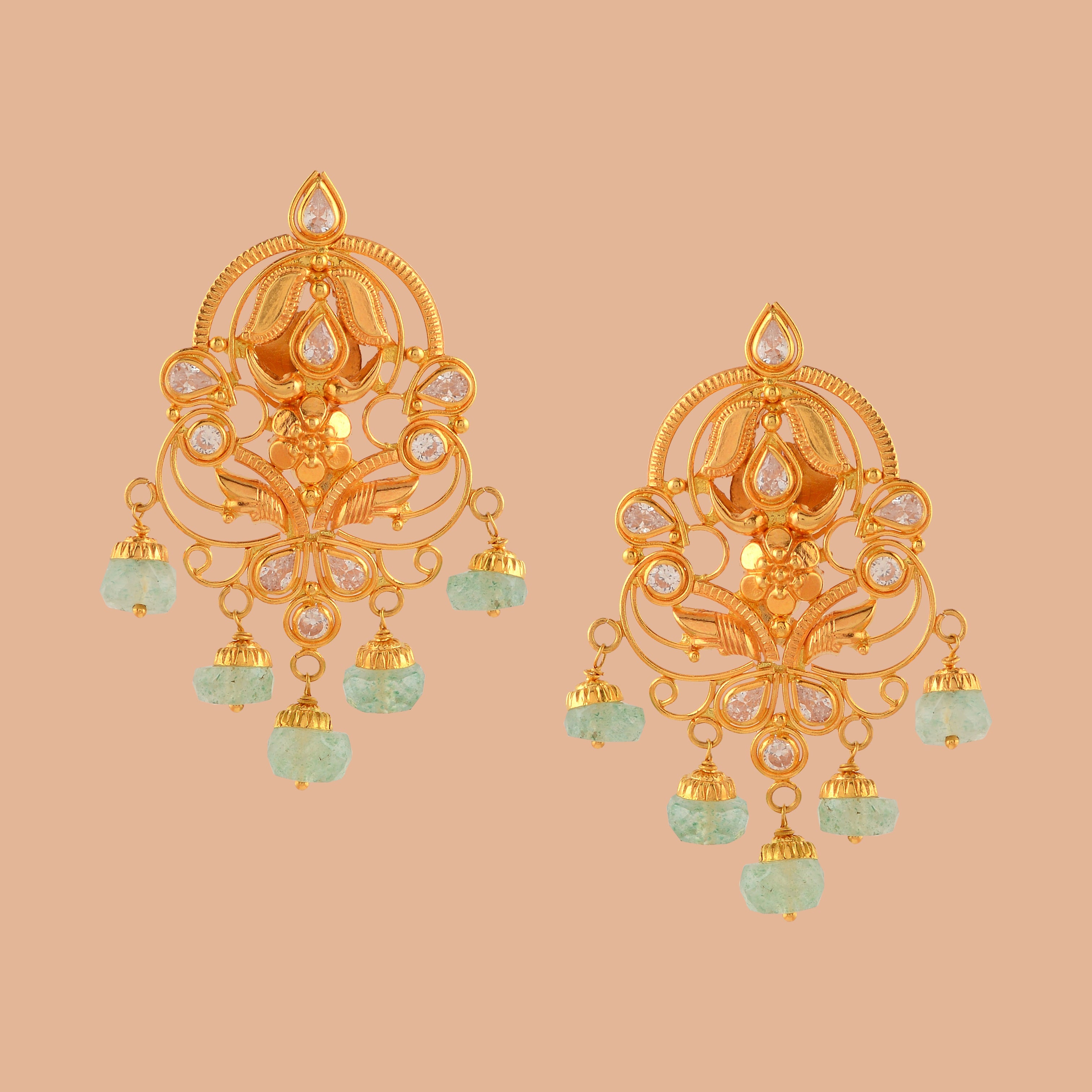 Gold Pearl Jhoomer Earrings - Krishna Jewellers Pearls and Gems
