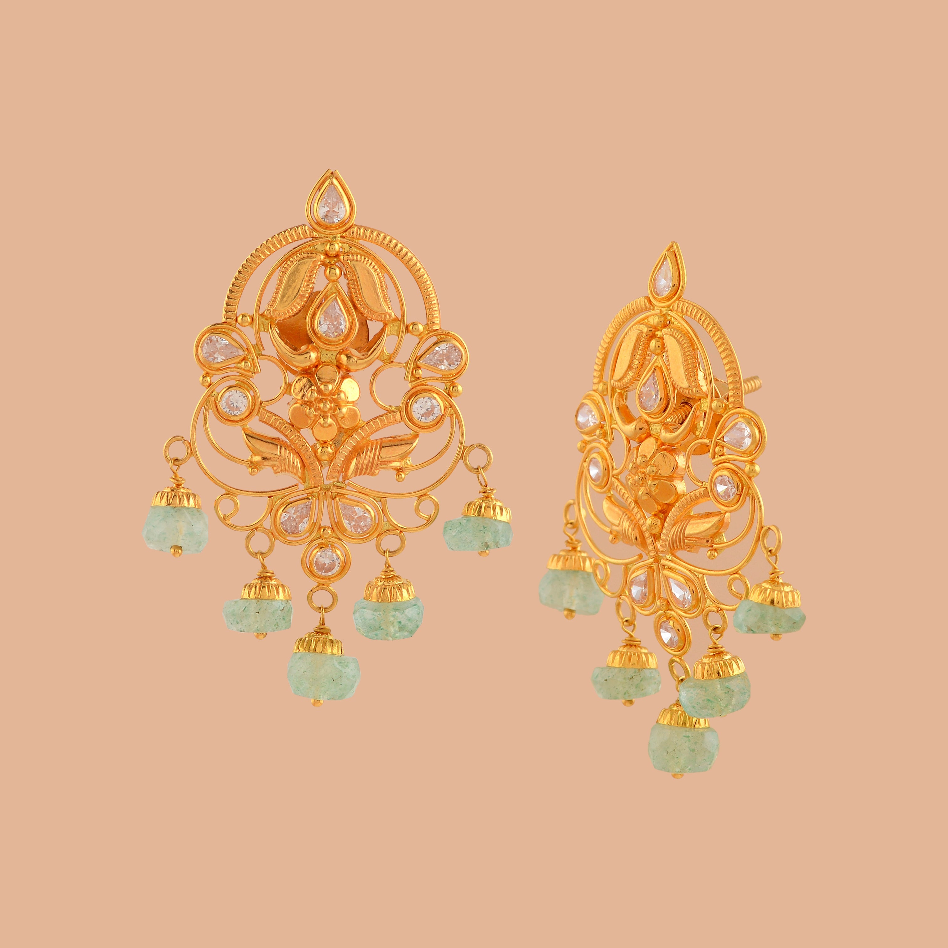 Gold Pearl Jhoomer Earrings - Krishna Jewellers Pearls and Gems