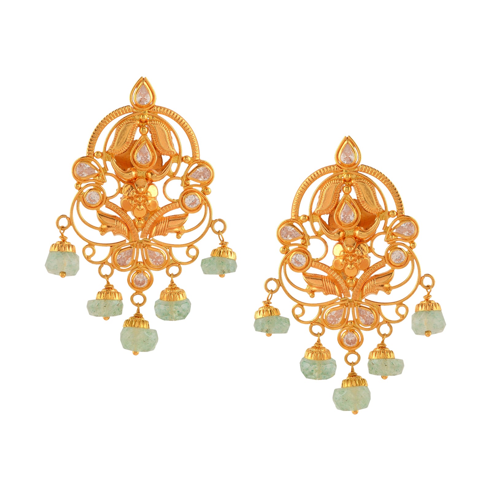 Gold Pearl Jhoomer Earrings - Krishna Jewellers Pearls and Gems