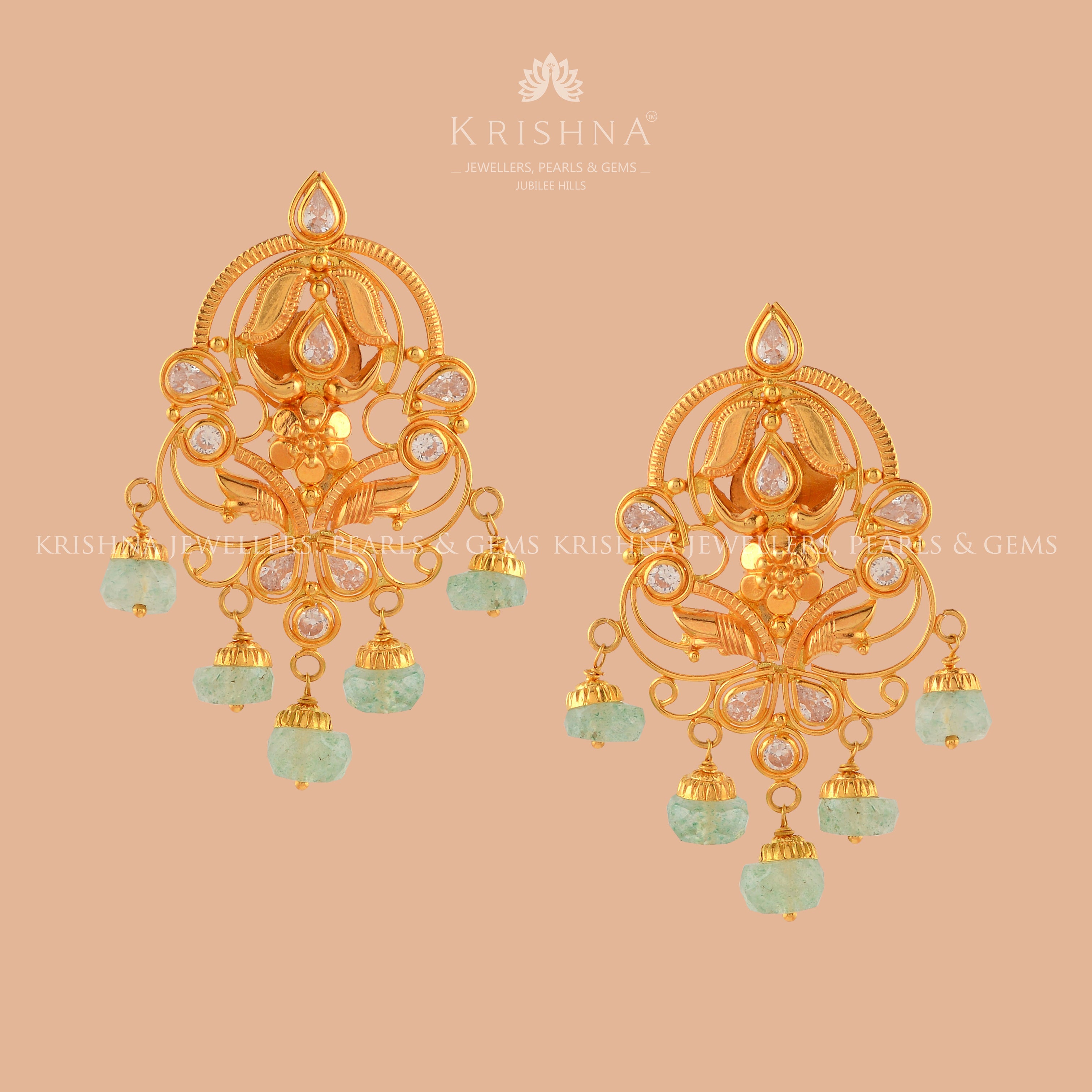 Gold Pearl Jhoomer Earrings - Krishna Jewellers Pearls and Gems