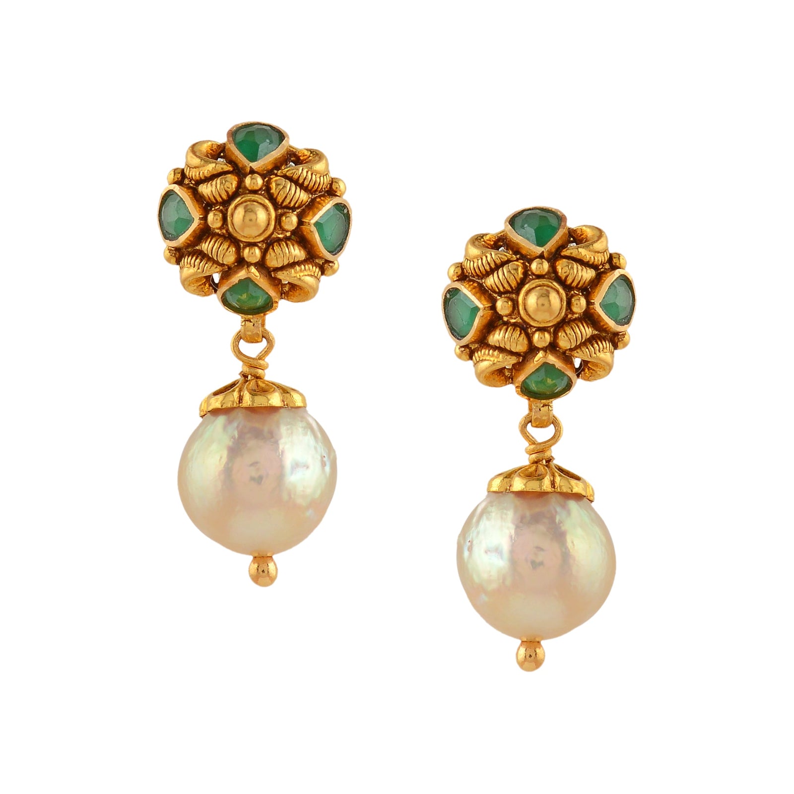 Classic Gold Pearl Earrings - Krishna Jewellers Pearls and Gems