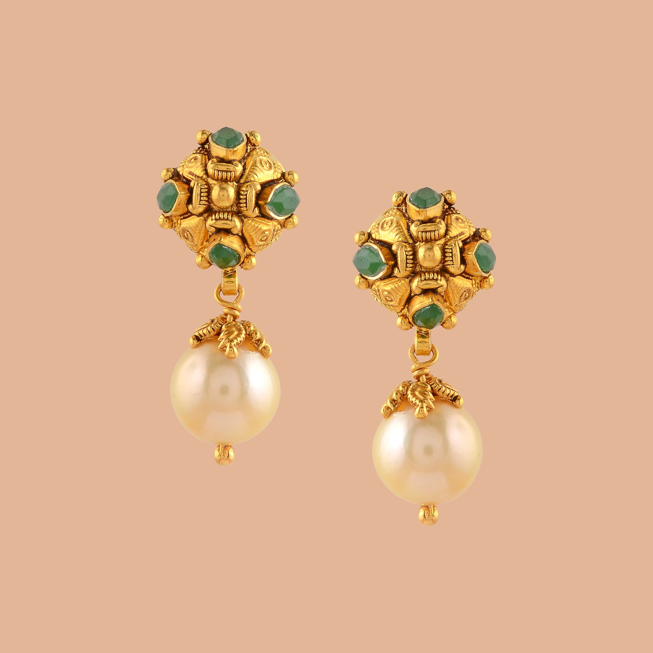 Real Gold Pearl Earrings - Krishna Jewellers Pearls and Gems