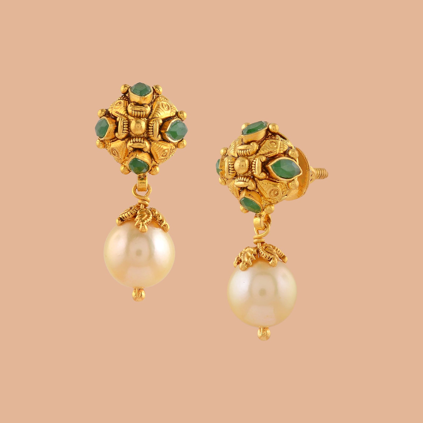 Real Gold Pearl Earrings - Krishna Jewellers Pearls and Gems