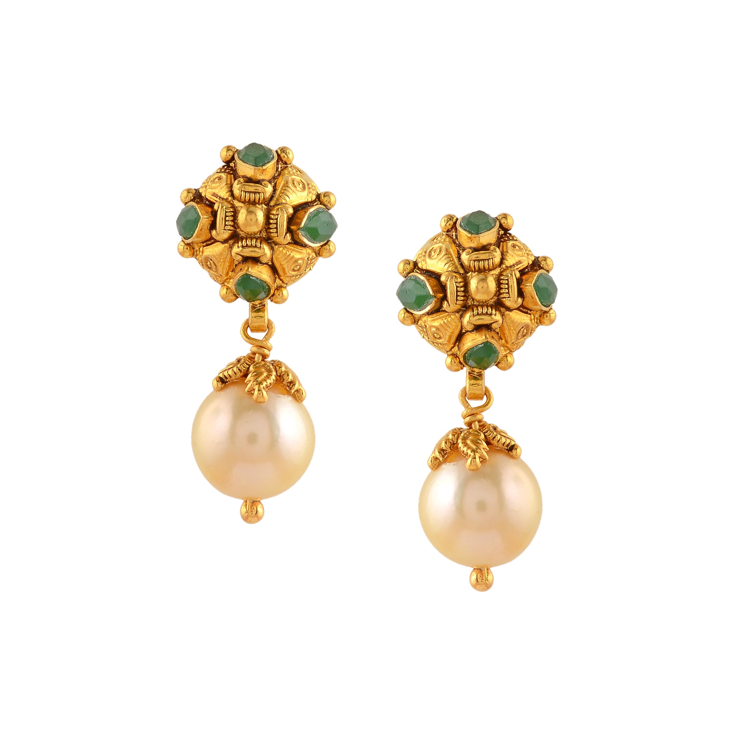 Real Gold Pearl Earrings - Krishna Jewellers Pearls and Gems