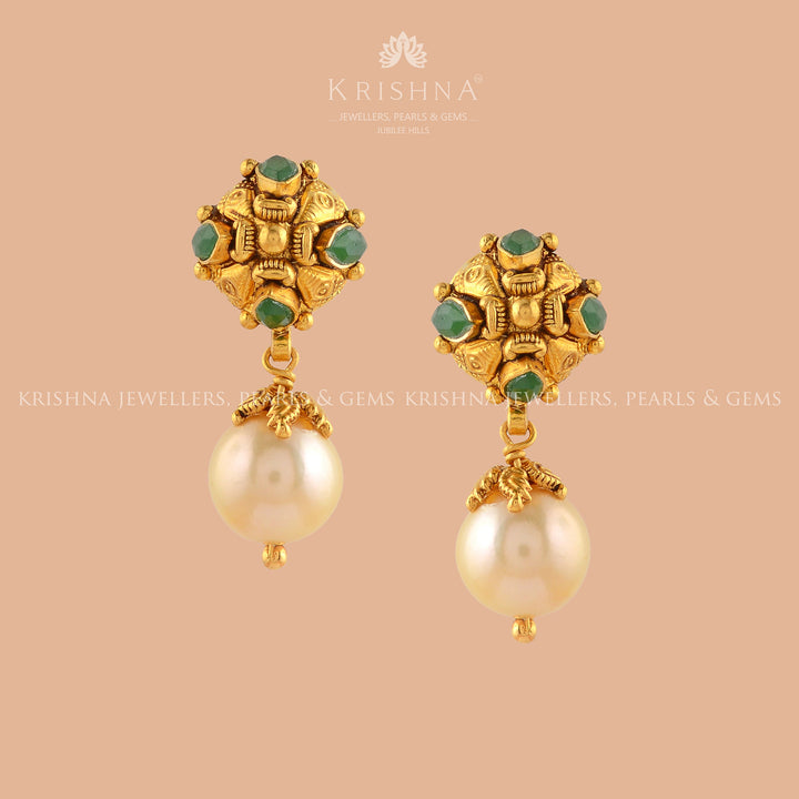 Real Gold Pearl Earrings - Krishna Jewellers Pearls and Gems