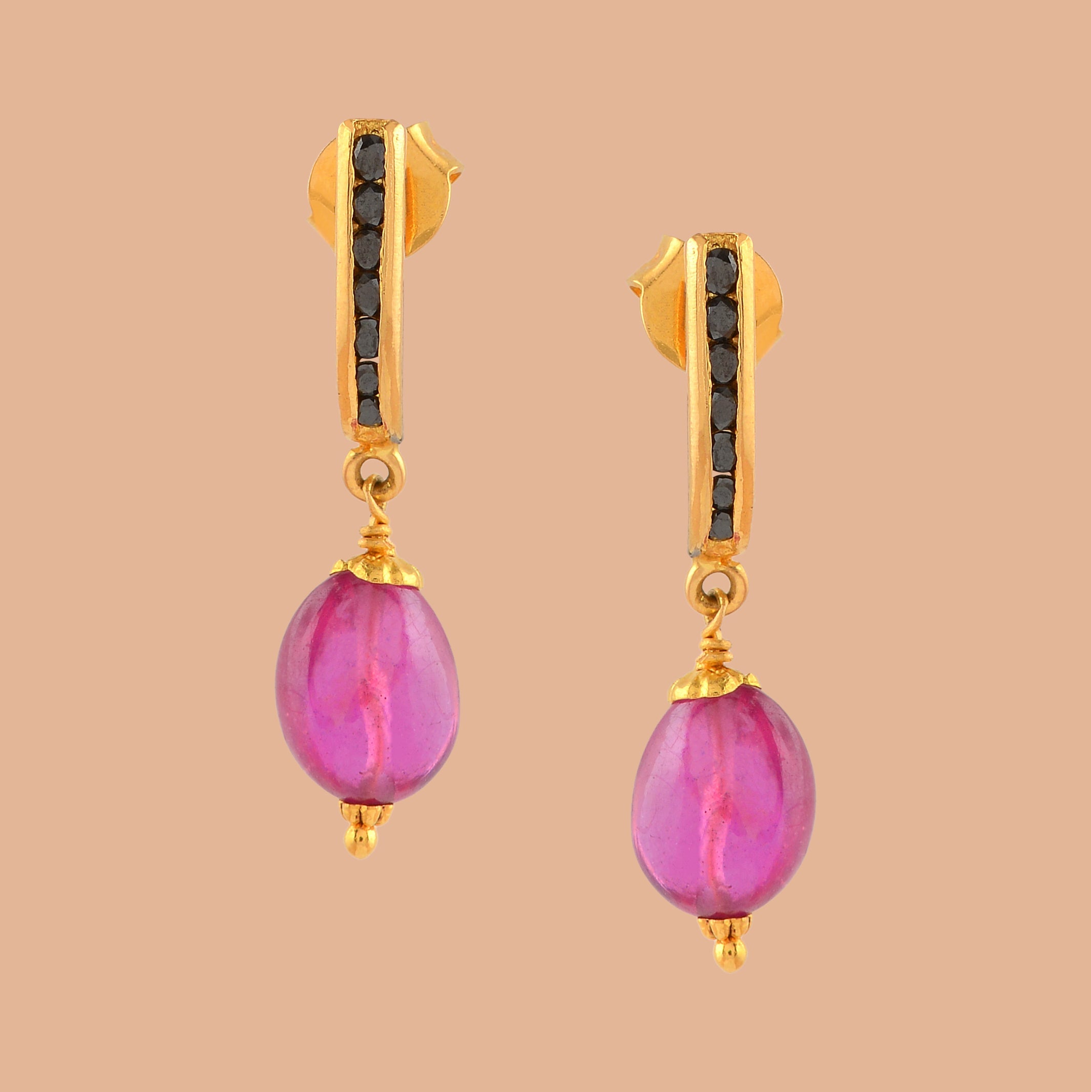 Simple  Gold Hanging Earrings - Krishna Jewellers Pearls and Gems