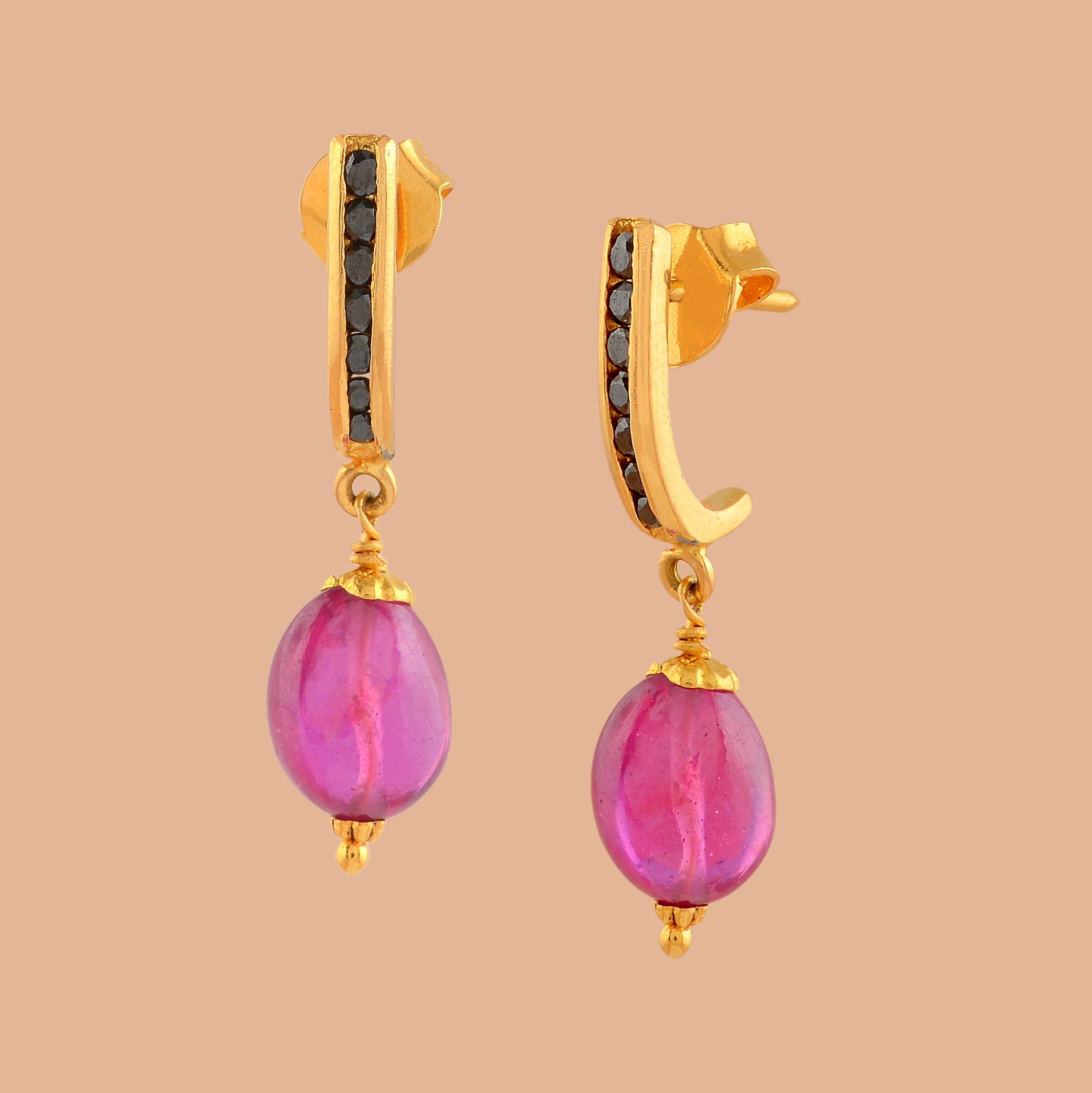 Simple  Gold Hanging Earrings - Krishna Jewellers Pearls and Gems