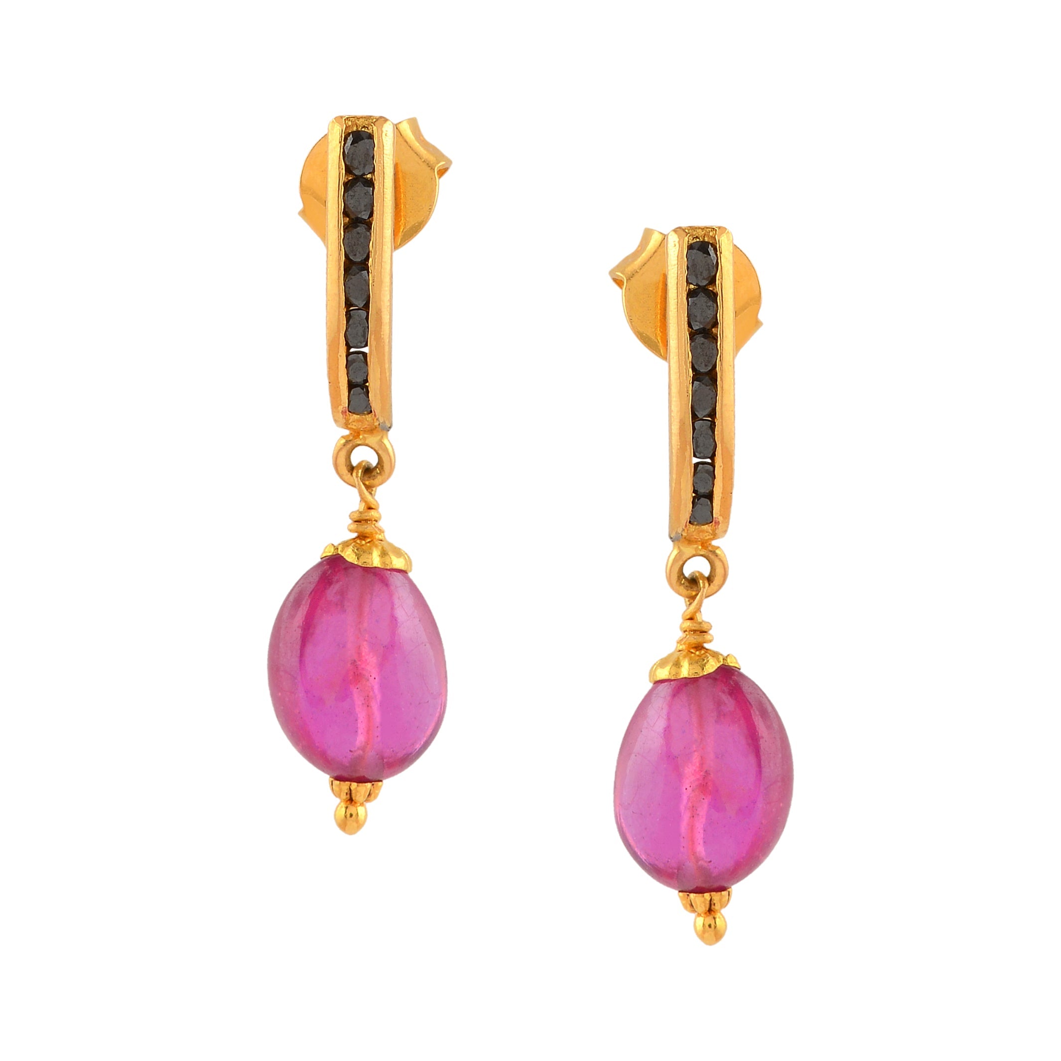 Simple  Gold Hanging Earrings - Krishna Jewellers Pearls and Gems