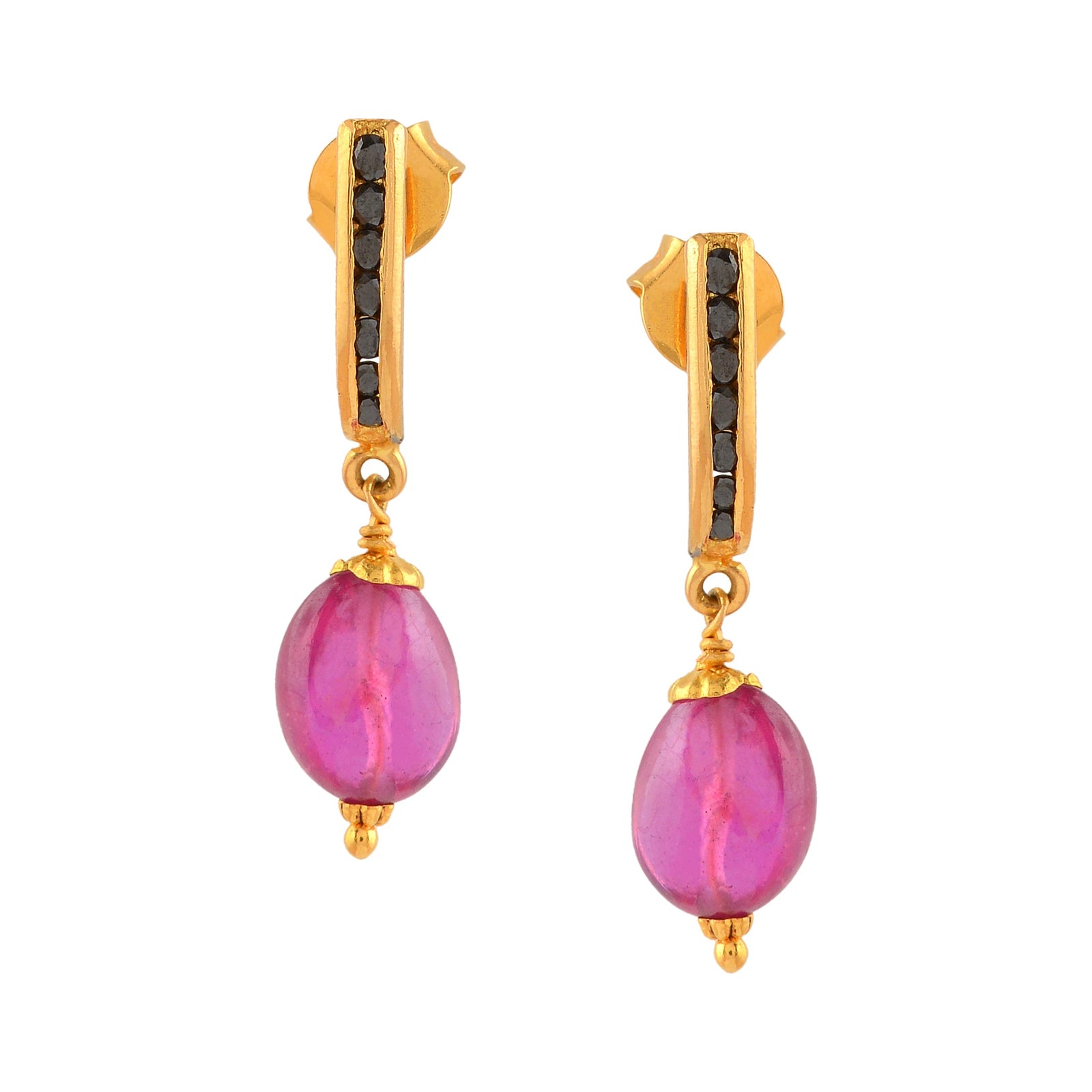 Simple  Gold Hanging Earrings - Krishna Jewellers Pearls and Gems