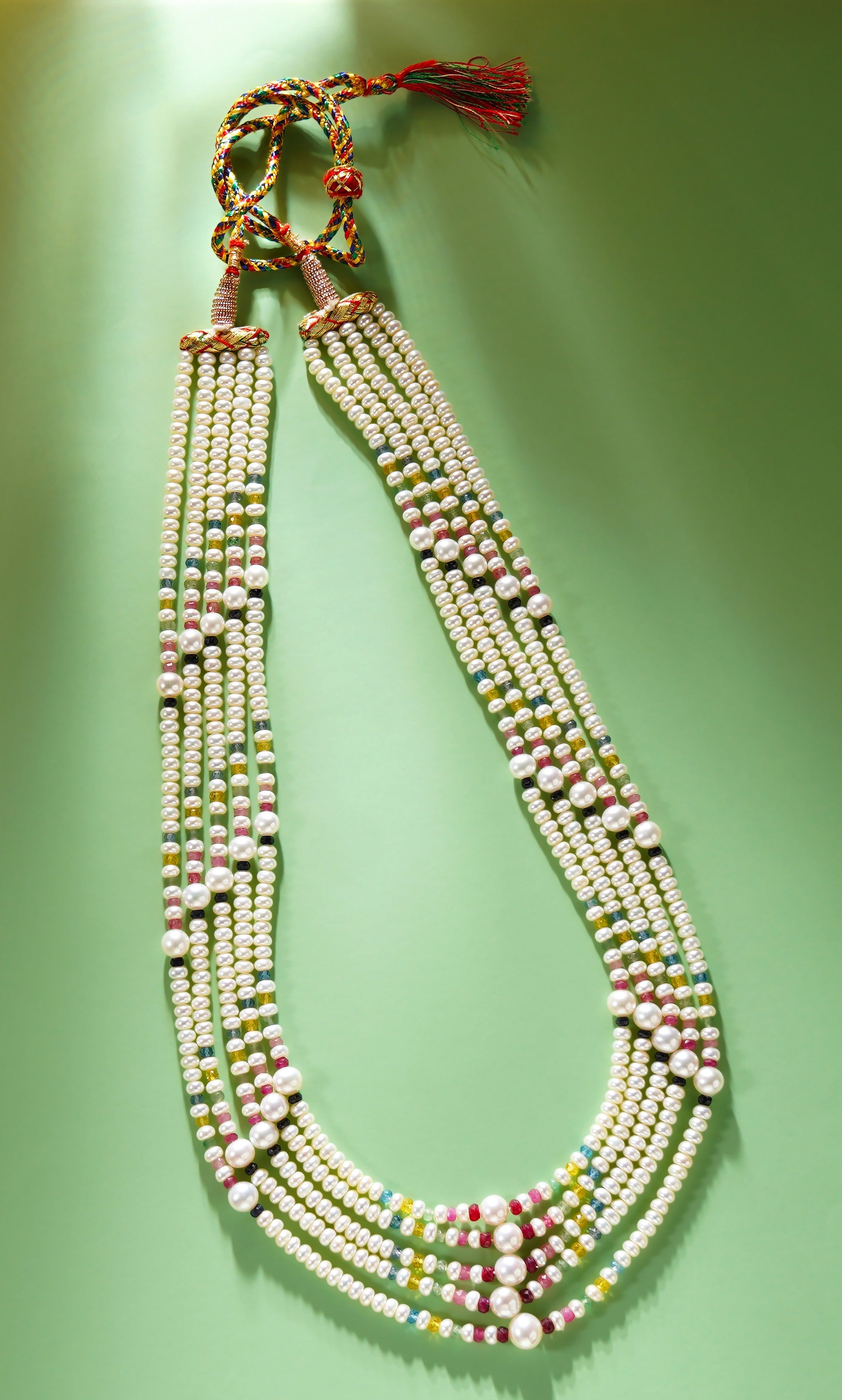Freshwater Pearl Navaratna Layered Mala