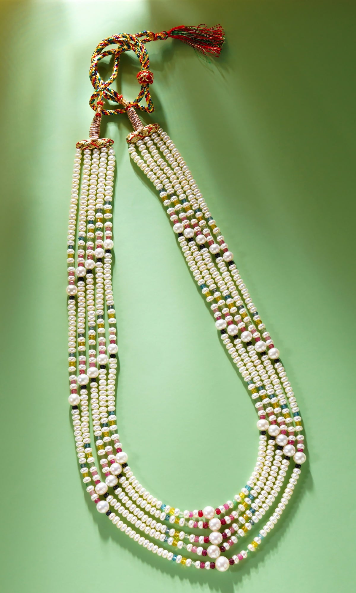 Freshwater Pearl Navaratna Layered Mala