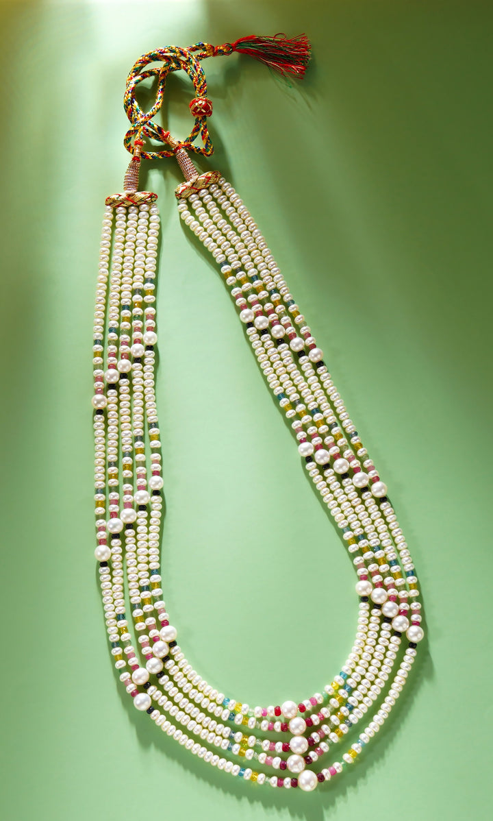 Freshwater Pearl Navaratna Layered Mala