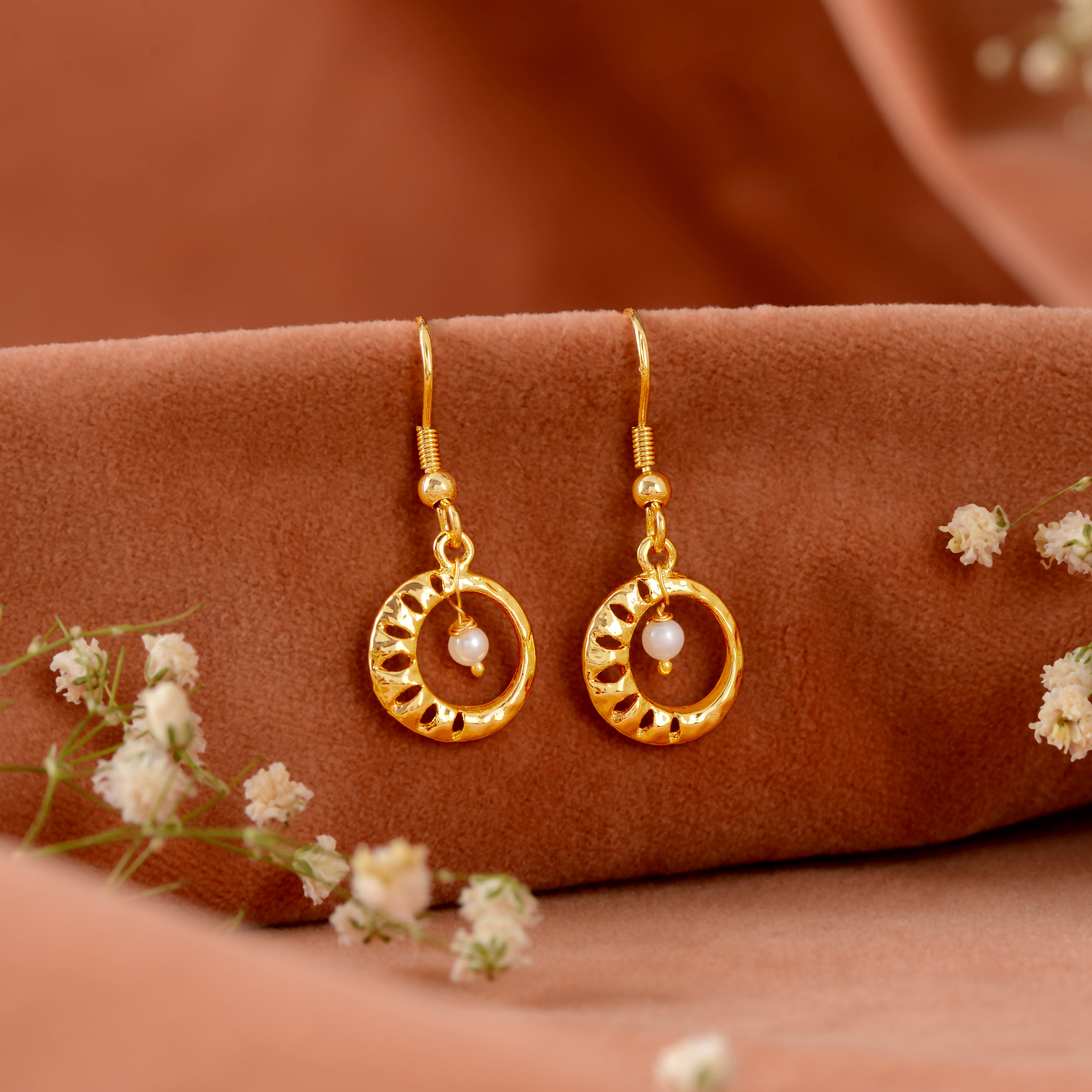 Sparkling Regal Pearl Drop Earrings