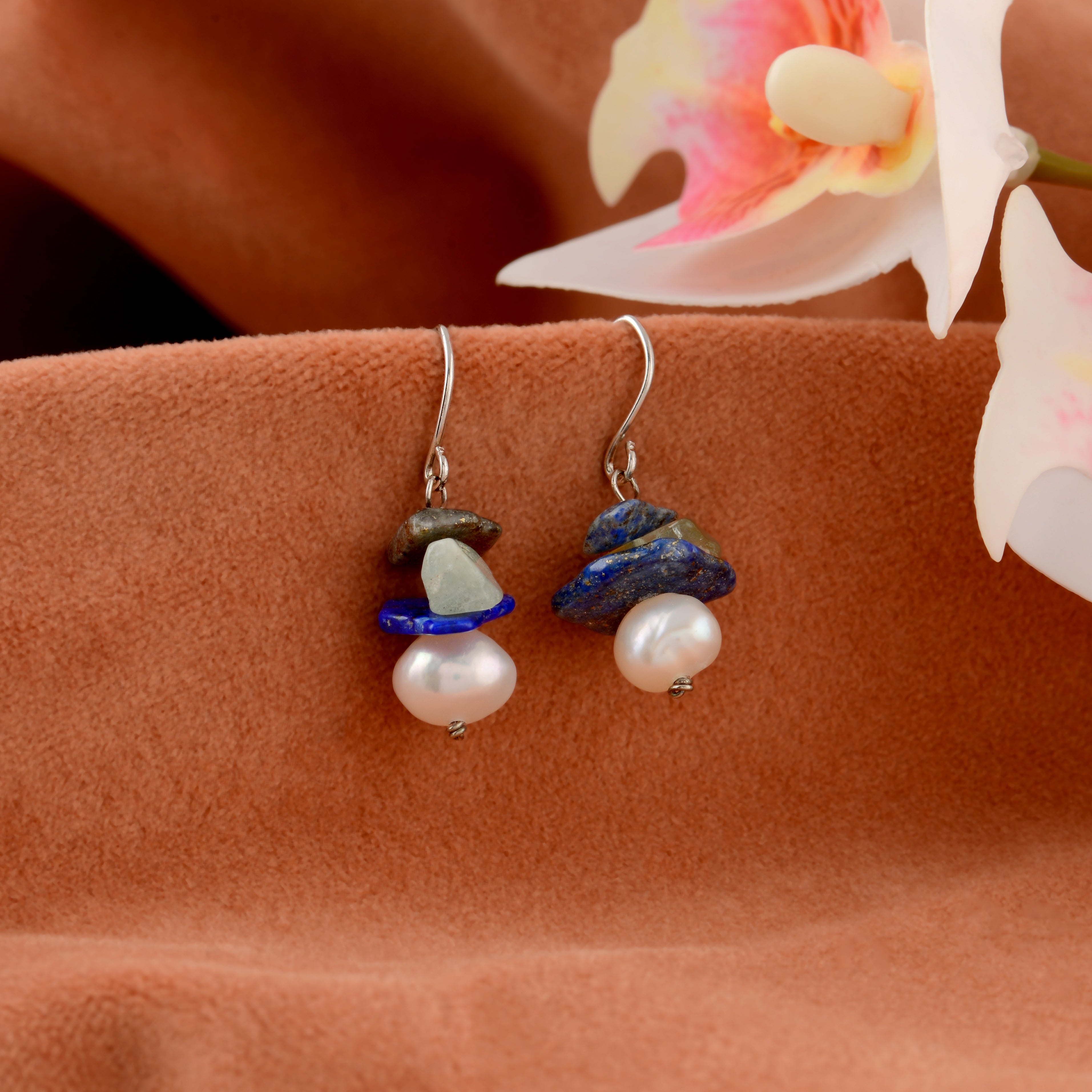 Natural Uneven Pearl J-hoop Earrings