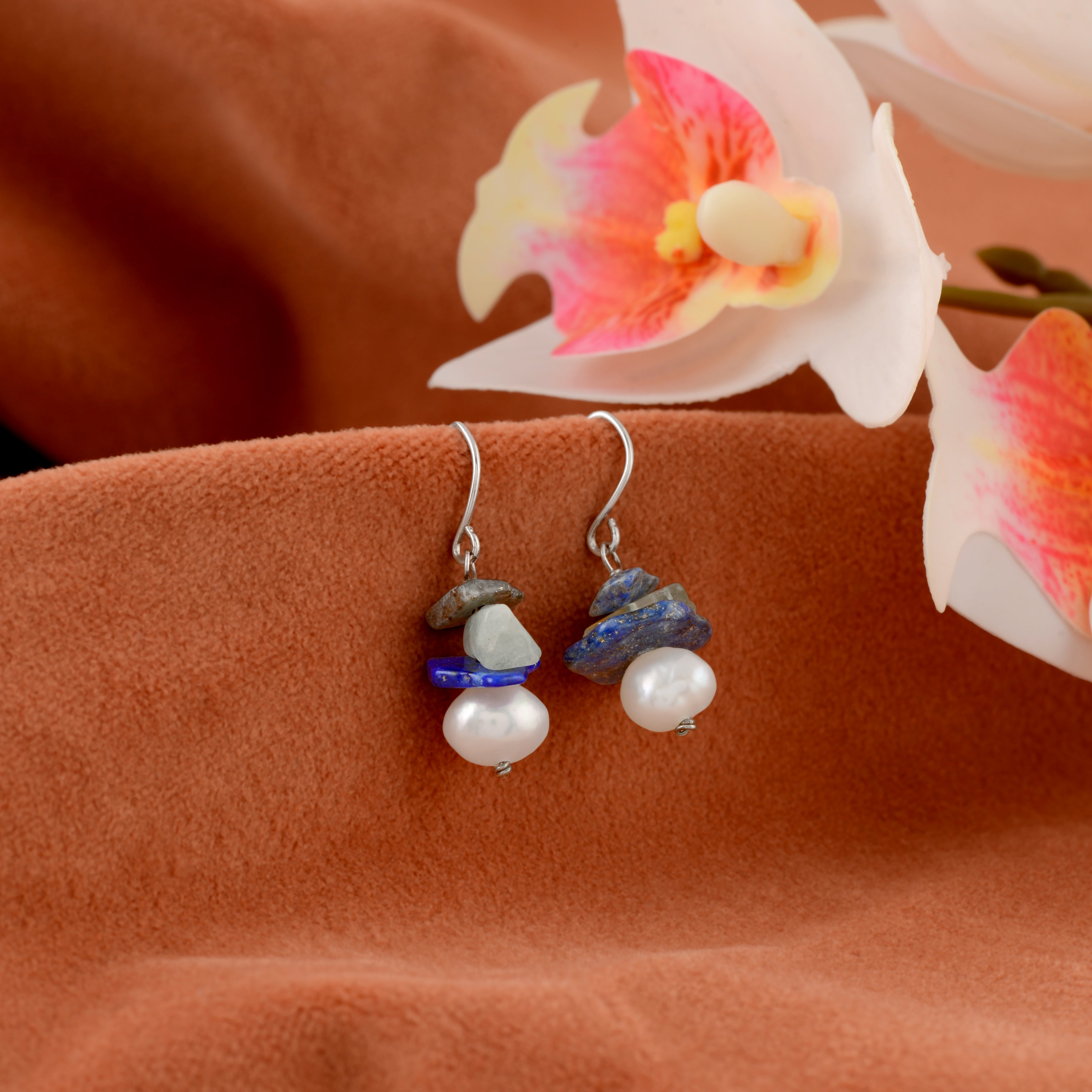 Natural Uneven Pearl J-hoop Earrings