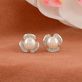 Floral studs with Button Pearl Earrings