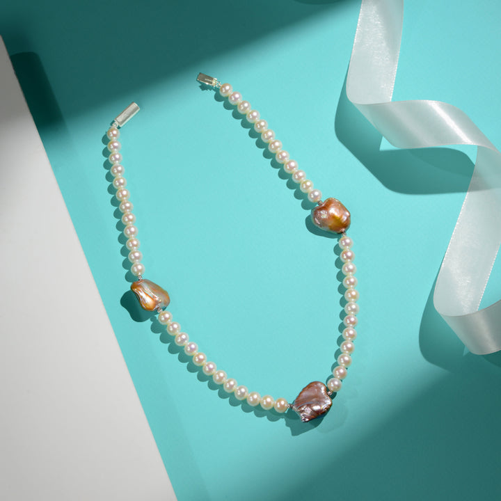 Modern Vintage Baroque Pearl Necklace