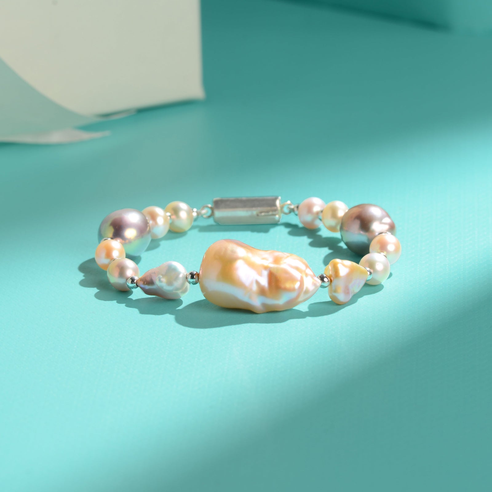 Soléa Multicolour Baroque Bracelet (Multicolour Freshwater Baroque Pearl Bracelet with Sterling Silver Clasp)