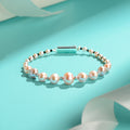 Classic Oval Pearl Bracelet with Silver Spacers