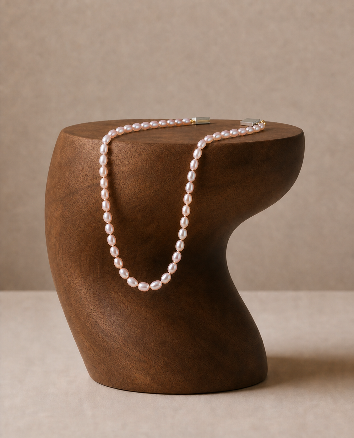 Single Line Pearl Necklace in Peach Blossom