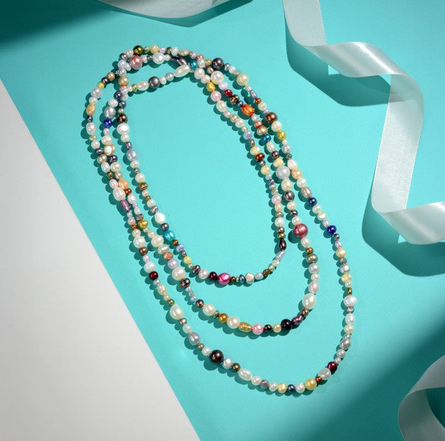 Fancy Multi-Layered Long Pearl Necklace