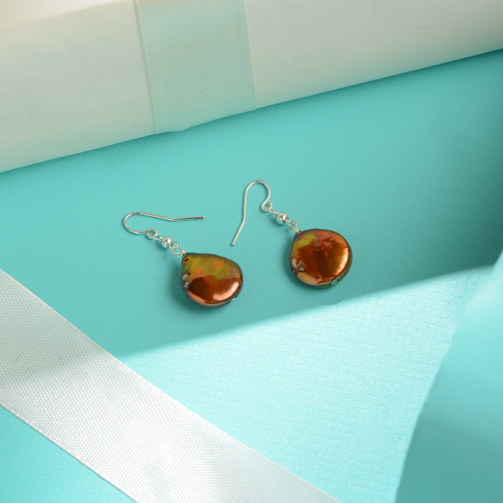 Terra Lustre Pearl Drops (Brown Pearl Drop Earrings in Sterling Silver)