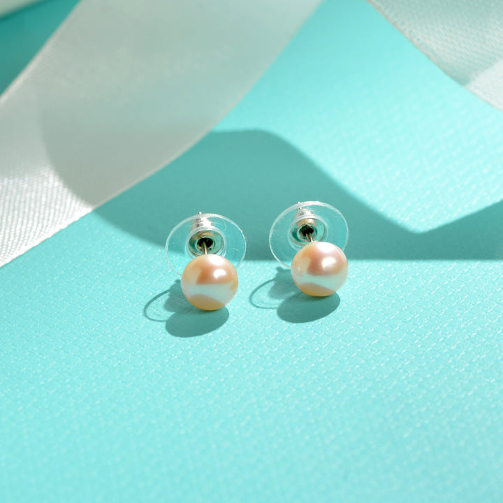 Peach Freshwater Pearl Stud Earrings