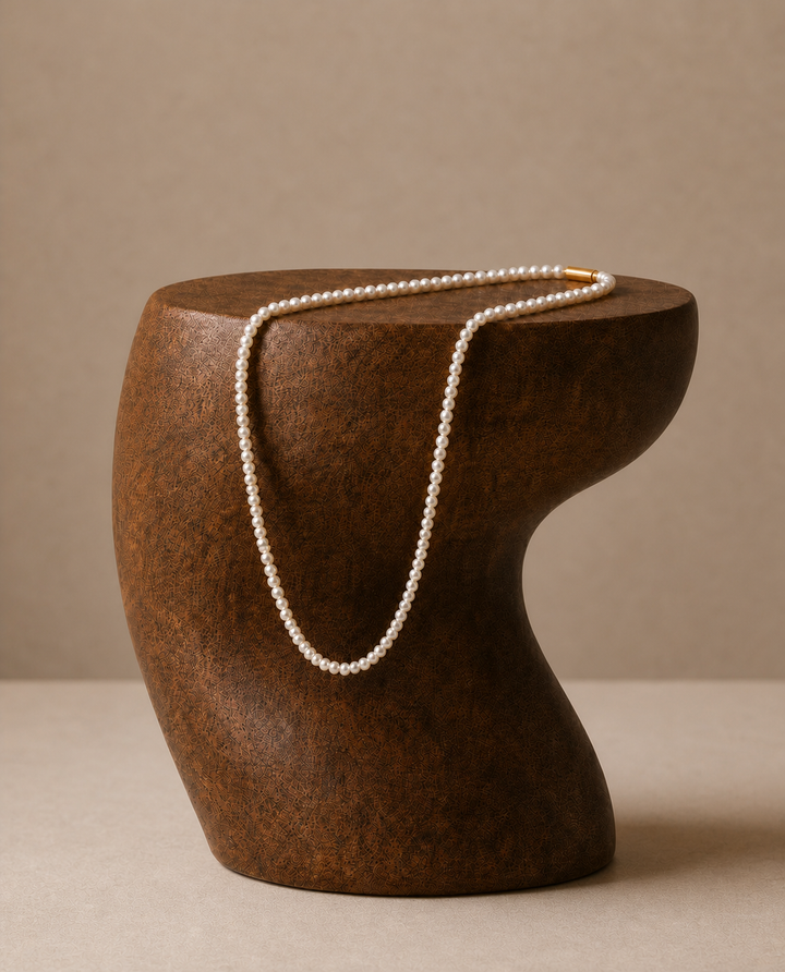 Radiant White Button Pearl Necklace (Freshwater White Button Pearl Necklace)