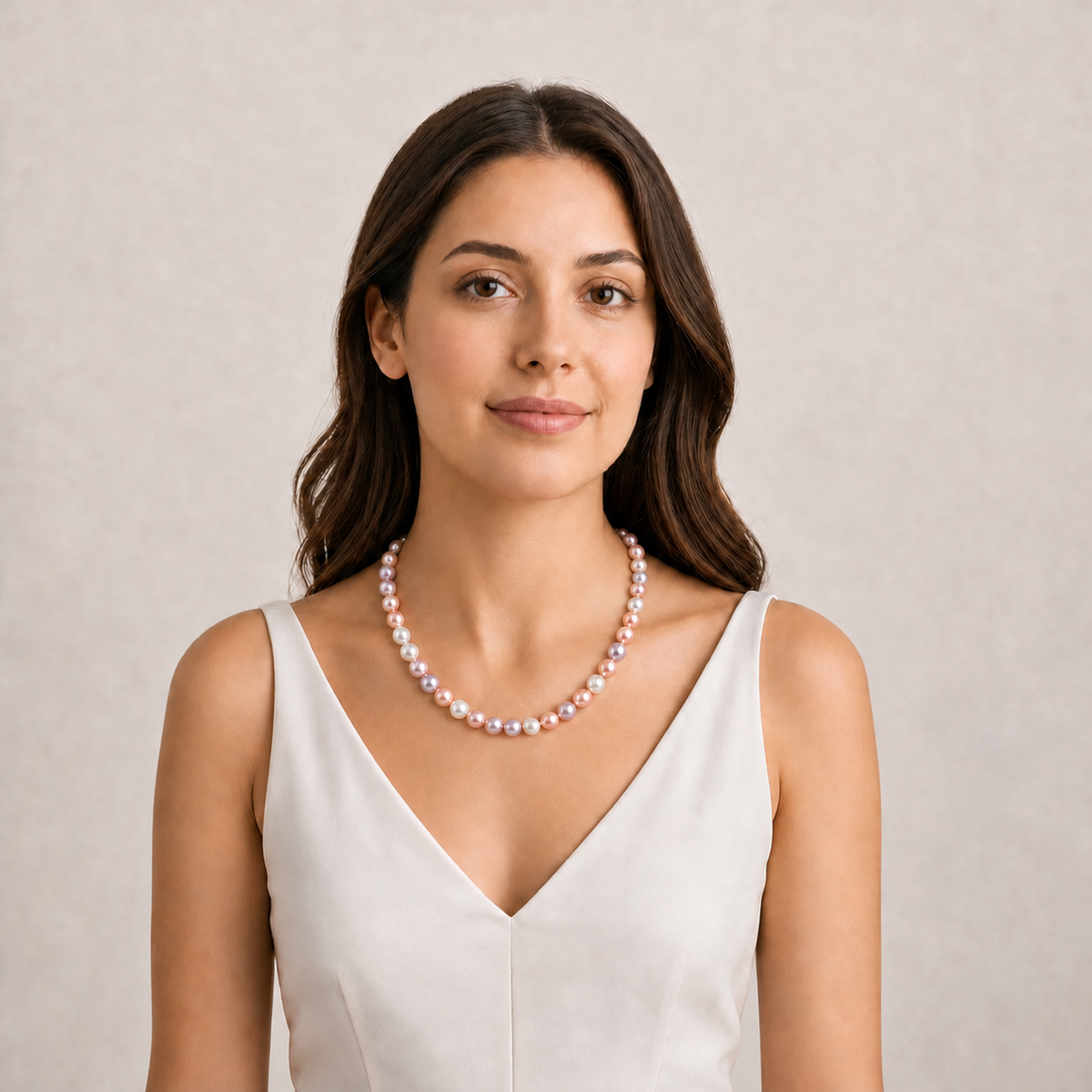 Single-Line Multicolor Freshwater Rice Pearl Necklace