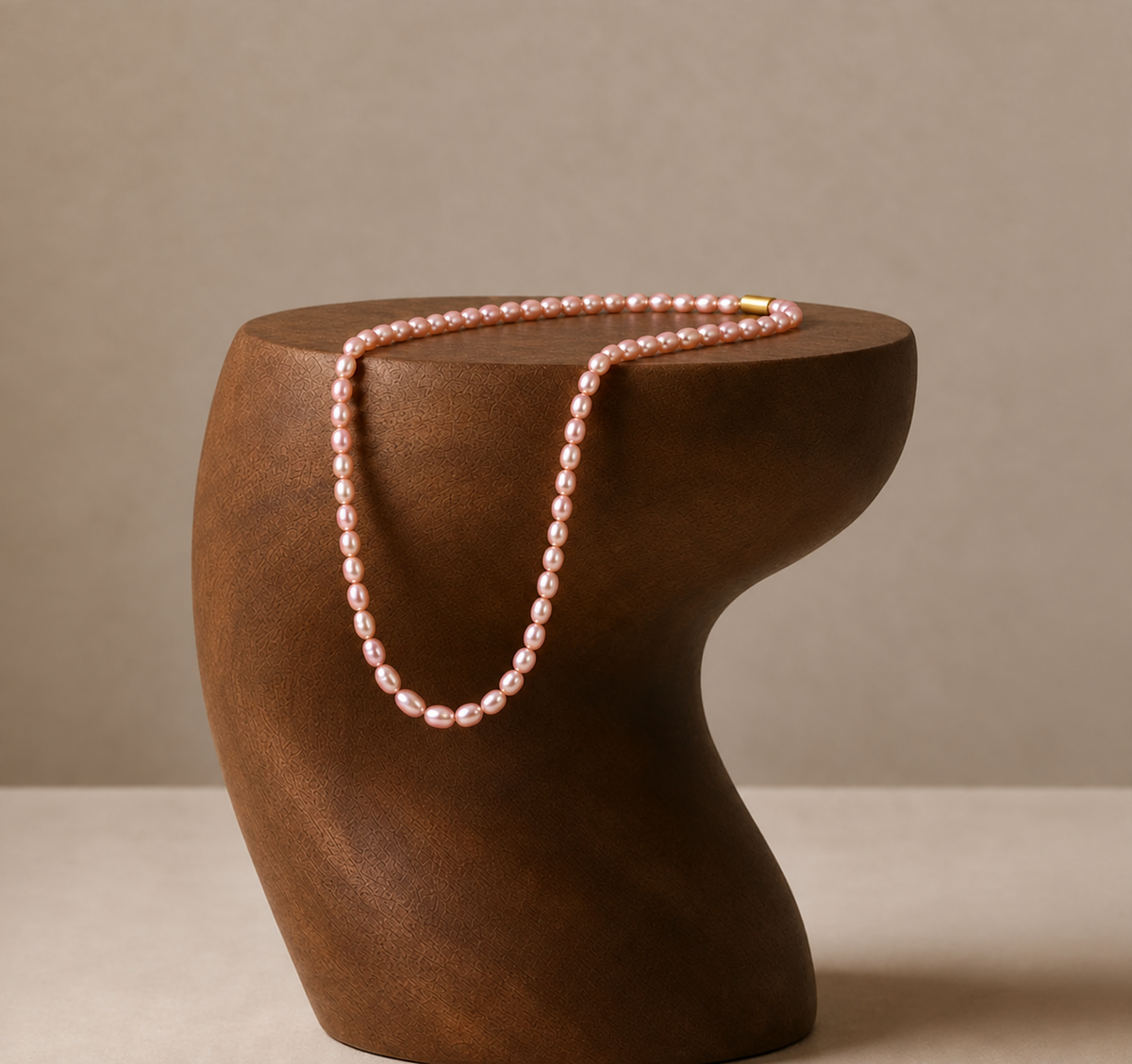 Blush Aura Rose Pearl Necklace (Natural Freshwater Pearl Necklace)