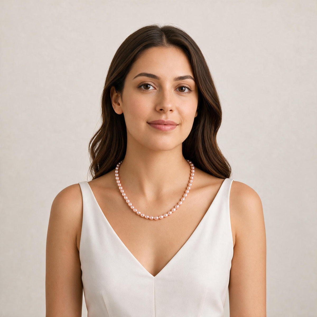 Blush Aura Rose Pearl Necklace (Natural Freshwater Pearl Necklace)