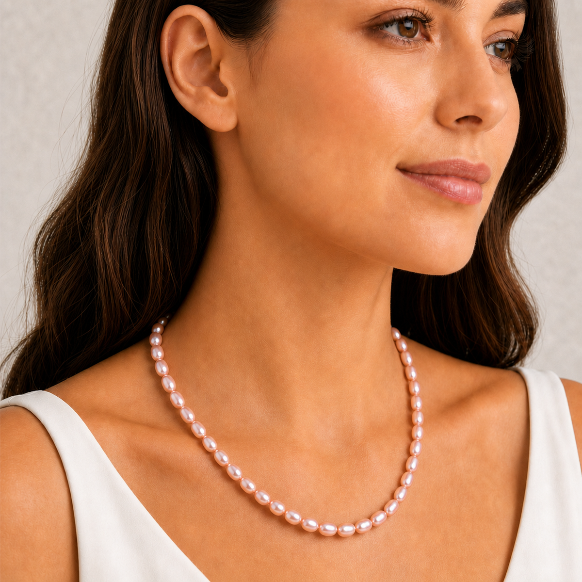 Blush Aura Rose Pearl Necklace (Natural Freshwater Pearl Necklace)