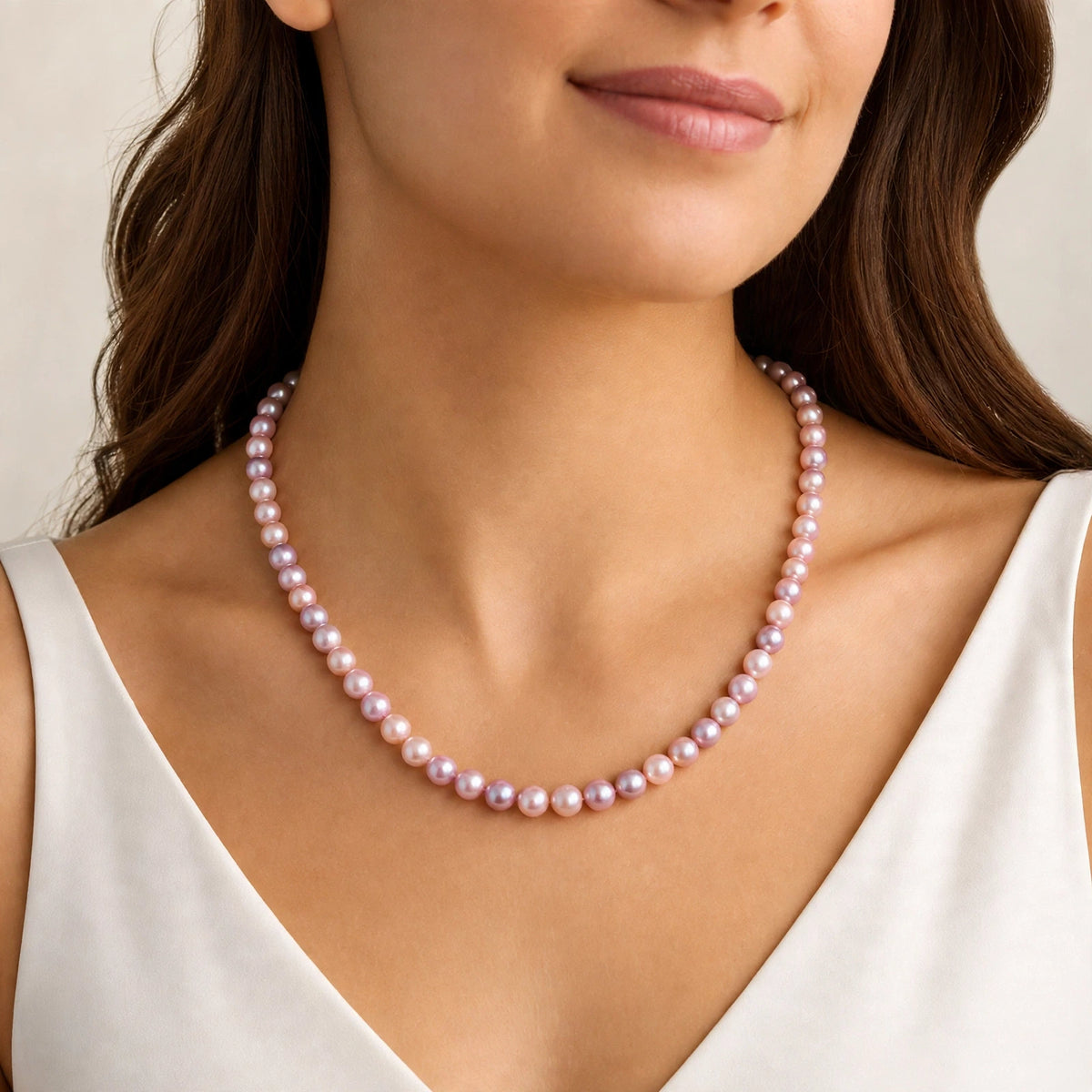 Rosé Luminé Pearl Necklace (Pink Freshwater Pearl String)