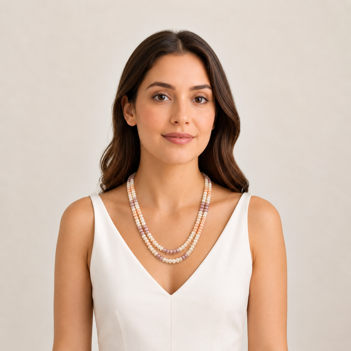 Elegant Multi-Color Freshwater Pearl 2-Line Necklace