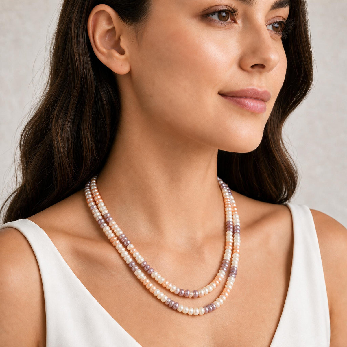 Elegant Multi-Color Freshwater Pearl 2-Line Necklace