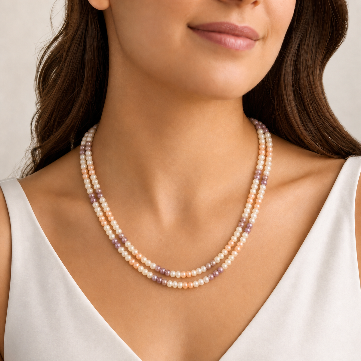 Elegant Multi-Color Freshwater Pearl 2-Line Necklace