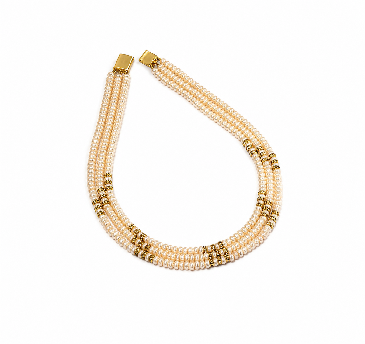 cream color natural pearls necklace