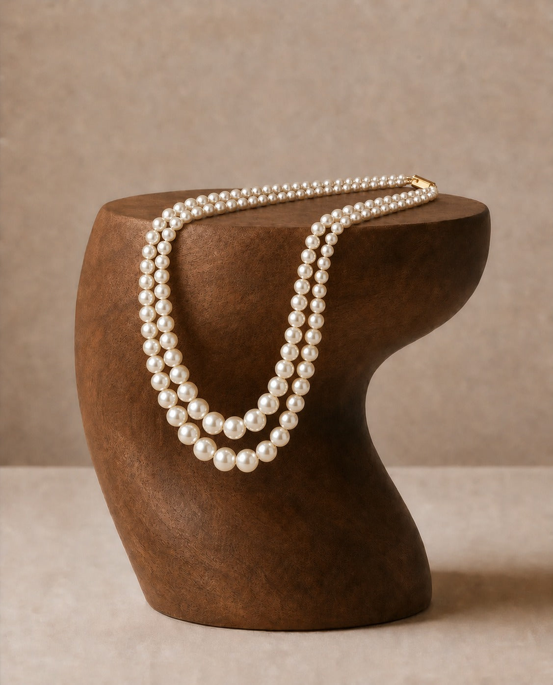 Classic double strand Graduation Pearl necklace (Round Freshwater Pearl Strand )