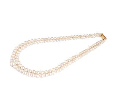Classic double strand Pearl necklace (Round Freshwater Pearl Strand )