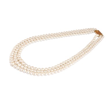 Graduated 3-Line White Freshwater Pearl Necklace